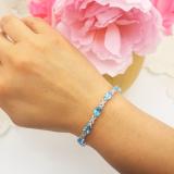 12.00 Carat (ctw) Sterling Silver Real Oval Cut Genuine Blue Topaz Ladies Tennis Bracelet (7 Inch Length x 5 MM Wide)