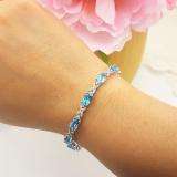 12.00 Carat (ctw) Sterling Silver Real Oval Cut Genuine Blue Topaz Ladies Tennis Bracelet (7 Inch Length x 5 MM Wide)