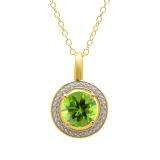 1.80 Carat (ctw) Yellow Gold Plated Sterling Silver Round Cut Lemon Quartz Ladies Solitaire Pendant With 18 Inch Link Chain