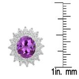Sterling Silver Round Cut Amethyst & White Sapphire Ladies Halo Style Fashion Stud Earrings