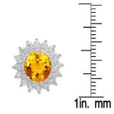 Sterling Silver Round Cut Citrine & White Sapphire Ladies Halo Style Fashion Stud Earrings