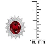 Sterling Silver Round Cut Garnet & White Sapphire Ladies Halo Style Fashion Stud Earrings