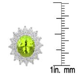 Sterling Silver Round Cut Peridot & White Sapphire Ladies Halo Style Fashion Stud Earrings