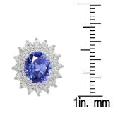 Sterling Silver Round Cut Tanzanite & White Sapphire Ladies Halo Style Fashion Stud Earrings
