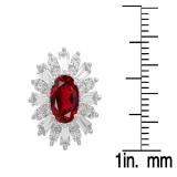 Sterling Silver Oval Cut Garnet Round white sapphire & Taper Cut white topaz Ladies Snowflake Style Fashion Stud Earrings