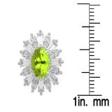 Sterling Silver Oval Cut Peridot Round white sapphire & Taper Cut white topaz Ladies Snowflake Style Fashion Stud Earrings