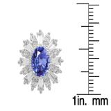Sterling Silver Oval Cut Tanzanite Round white sapphire & Taper Cut white topaz Ladies Snowflake Style Fashion Stud Earrings