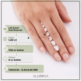 ALLORYA IGI Certified 1.00 Carat Single Loose Oval Lab Grown White Diamond (Colors G or Better & Clarity VS2)