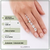 ALLORYA IGI Certified 1.00 Carat Single Loose Pear Lab Grown White Diamond (Colors E or Better & Clarity VS2)