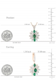 5x3mm Oval, Pear,Baguette & Round White Diamond Flower Cocktail Pendant Necklace and Dangle Earrings Set for Women in 18K Rose Gold