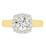 6.8mm Round Moissanite with White Diamond Engagement Ring Set for Women (White Diamond 0.28 ctw Color I-J Clarity I2-I3) in 10K Yellow Gold