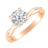7 mm Round Moissanite Twisted Swirl Solitaire Engagement Ring 18K Rose Gold