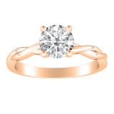 7 mm Round Moissanite Twisted Swirl Solitaire Engagement Ring 18K Rose Gold