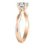 7 mm Round Moissanite Twisted Swirl Solitaire Engagement Ring 18K Rose Gold