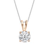 1.25 Carat (ctw) Round Moissanite Ladies Solitaire Pendant 1 1/4 CT 10K Rose Gold