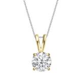 1.50 Carat (ctw) Round Moissanite Ladies Solitaire Pendant 1 1/5 CT 10K Yellow Gold