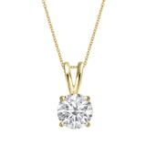 0.50 Carat (ctw) Round Moissanite Ladies Solitaire Pendant 1/2 CT 10K Yellow Gold