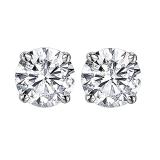 3.00 Carat (ctw) Round Moissanite Ladies Solitaire Fashion Stud Earrings 14K White Gold