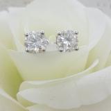3.00 Carat (ctw) Round Moissanite Ladies Solitaire Fashion Stud Earrings 14K White Gold