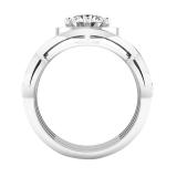 6.5mm Round Moissanite with White Diamond Engagement Ring Set for Women (White Diamond 0.53 ctw Color I-J Clarity I2-I3) in 10K White Gold