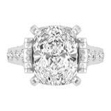 13.40x10.00mm Elongated Cushion & Round Moissanite 4 Prong Engagement Ring, 925 Sterling Silver
