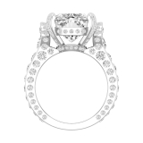 13.40x10.00mm Elongated Cushion & Round Moissanite 4 Prong Engagement Ring, 925 Sterling Silver