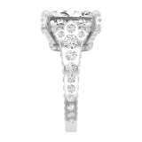 13.40x10.00mm Elongated Cushion & Round Moissanite 4 Prong Engagement Ring, 925 Sterling Silver