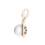 Round 8mm Cultured Freshwater Pearl & White Diamond Accent Charm Eternal Twist Pendant with 18 inch Silver Chain for Women in 18K Rose Gold