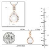 Round 8mm Cultured Freshwater Pearl & White Diamond Accent Charm Eternal Twist Pendant with 18 inch Silver Chain for Women in 18K Rose Gold