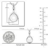 Round 8mm Cultured Freshwater Pearl & White Diamond Accent Charm Eternal Twist Pendant with 18 inch Silver Chain for Women in 925 Sterling Silver
