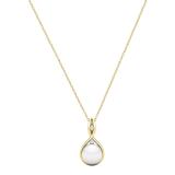 Round 8mm Cultured Freshwater Pearl & White Diamond Accent Charm Eternal Twist Pendant with 18 inch Gold Chain for Women in 14K Yellow Gold