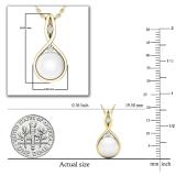 Round 8mm Cultured Freshwater Pearl & White Diamond Accent Charm Eternal Twist Pendant with 18 inch Gold Chain for Women in 14K Yellow Gold