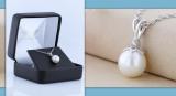 Round 8mm Cultured Freshwater Pearl & 0.03 CT White Diamond Solitaire Pendant with 18 inch Silver Chain for Women in 925 Sterling Silver