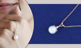 Round 8mm Cultured Freshwater Pearl & 0.03 CT White Diamond Solitaire Pendant with 18 inch Gold Chain for Women in 10K Rose Gold