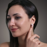 6.50mm each Round Cultured Freshwater Pearl & Marquise, Round White Diamond Dangling Earrings for Her in 925 Sterling Silver in Screw Back