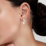 5.00mm each Round Cultured Freshwater Pearl & Marquise, Pear White Diamond Dangling Earrings for Her in 925 Sterling Silver in Screw Back