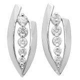1.00 Carat (ctw) 14K White Gold Round Graduating Diamonds Journey of Life Ladies Earrings 1 CT