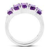 Sterling Silver Oval Cut Amethyst Ladies 5 Stone Bridal Engagement Ring