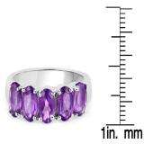 Sterling Silver Oval Cut Amethyst Ladies 5 Stone Bridal Engagement Ring