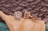 0.05 Carat (ctw) Round Blue White & Red Diamond Kite Shape Stud Earring 10K Rose Gold (Only 1pc)