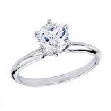 Certified 1.01 Carat (ctw) 14K White Gold Real Round Diamond Ladies Engagement Solitaire Ring