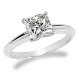 Certified 1.03 Carat (ctw) 14K White Gold Princess Cut Diamond Ladies Bridal Engagement Solitaire Ring 1 CT