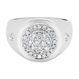0.70 Carat (ctw) Round White Diamond Ladies Cluster Flower Engagement Ring 3/4 CT 18K White Gold
