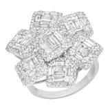 2.66 Carat (ctw) Baguette & Round Diamond Ladies Cocktail Engagement Ring 14K White Gold