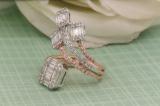1.81 Carat (ctw) Baguette & Round Diamond Ladies Bypass Engagement Ring 14K White & Rose Gold