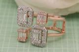 1.02 Carat (ctw) Baguette & Round Diamond Ladies Engagement Ring 1 CT 14K White & Rose Gold