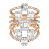 2.30 Carat (ctw) Baguette Princess & Round Diamond Ladies Fancy Engagement Ring 14K White & Rose Gold