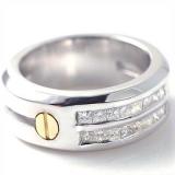 1.50 Carat (ctw) 14K REAL PRINCESS DIAMOND MENS WEDDING BAND RING