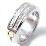 1.50 Carat (ctw) 14K REAL PRINCESS DIAMOND MENS WEDDING BAND RING