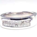 1.00 Carat (ctw) 14K REAL PRINCESS DIAMOND MENS WEDDING BAND RING